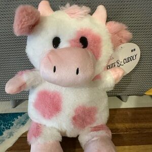 Cuddles  Pink and White Cow Plush